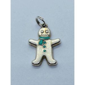 Tiffany&Co Gingerbread Man Pendant Charm Blue Enamel Sterling Silver Pouch